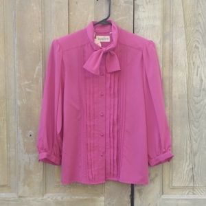 Vintage Pink Pintuck Blouse